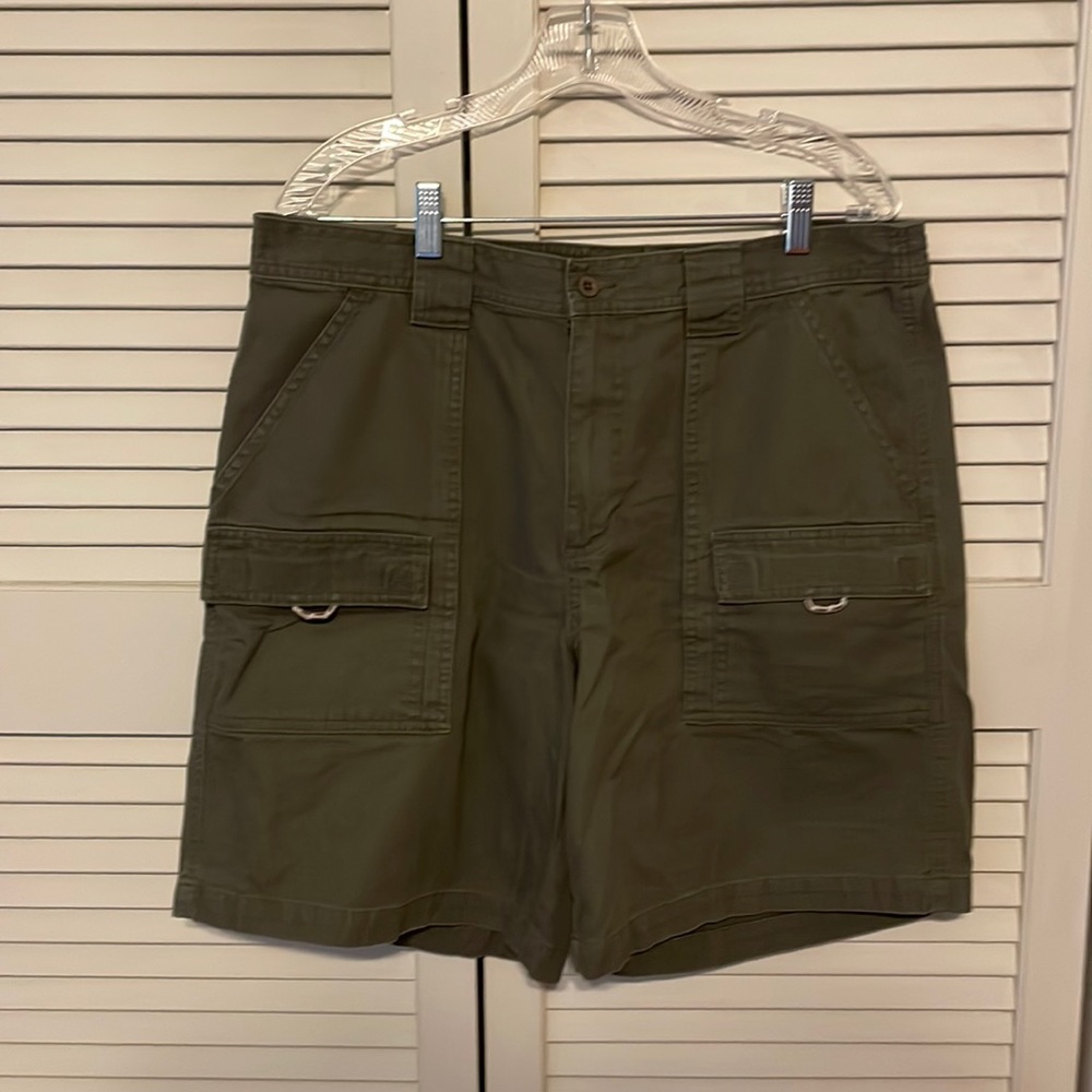 Olive green L.L. Bean Men’s cargo shorts.